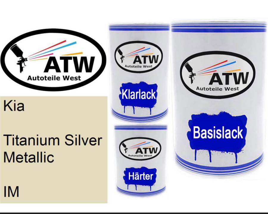 Kia, Titanium Silver Metallic, IM: 500ml Lackdose + 500ml Klarlack + 250ml Härter - Set, von ATW Autoteile West.